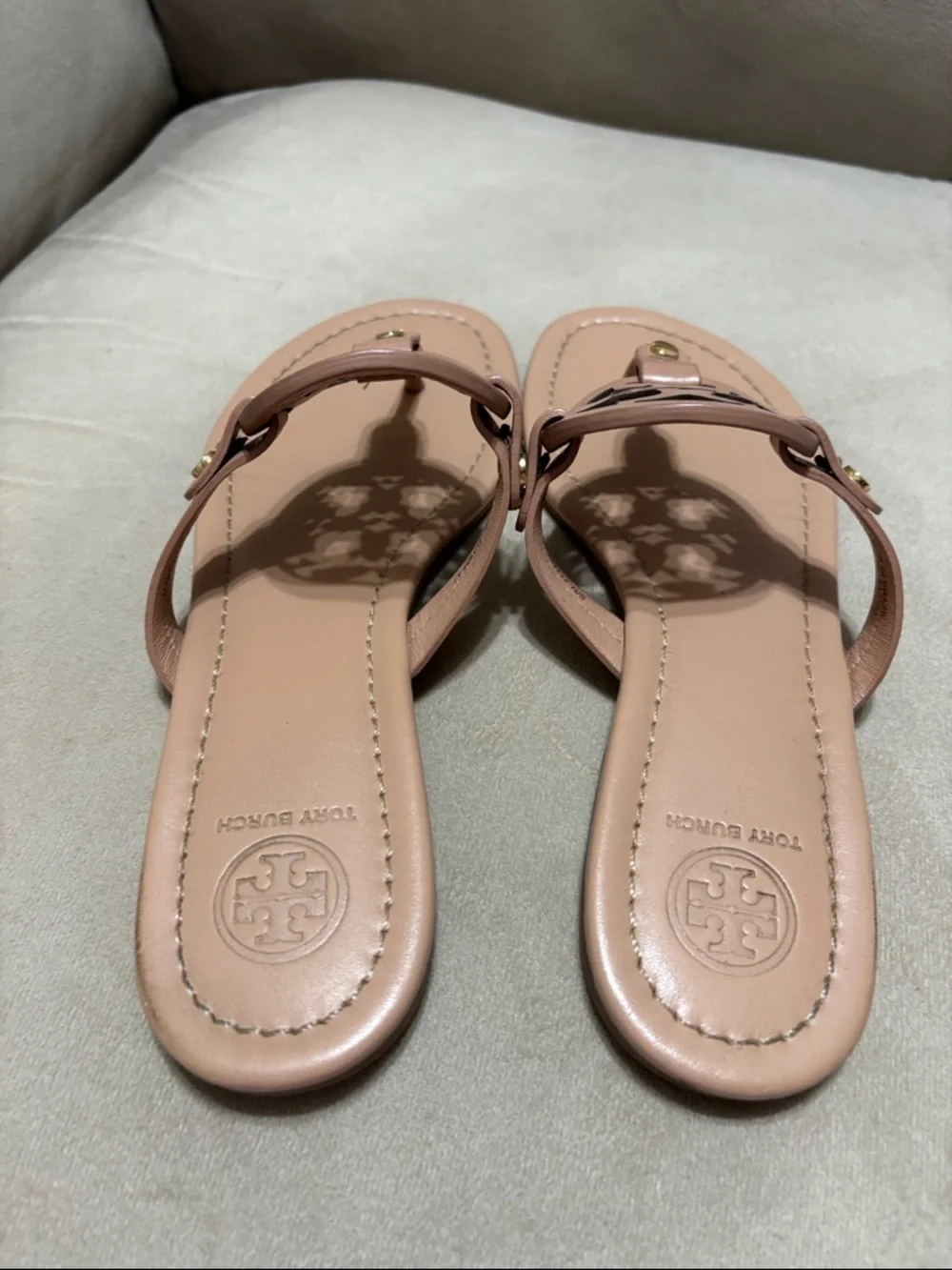 Tory Burch Nude Blush Logo Thong Sandals - Picture 4 of 11